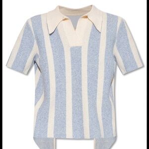 Jacquemus Le Splash Striped Open Back knit Polo Top